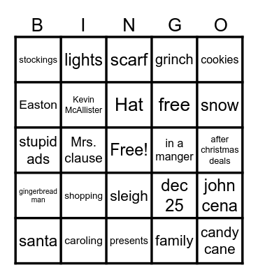 easton ...? Bingo Card