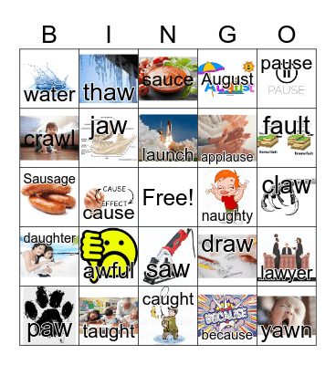 AU and AW Phonics Words Bingo Card