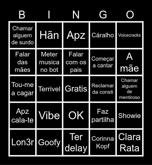 Bacalhau Bingo Card