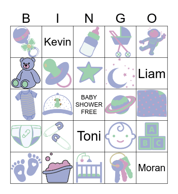 TONI'S BABY SHOWER BINGO Card