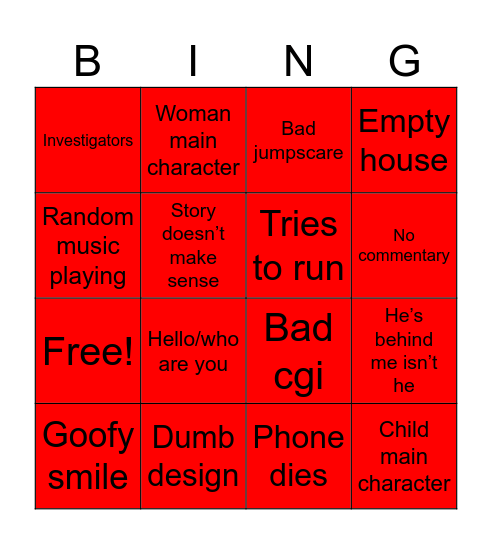 Scary Horror Films Bingo Card