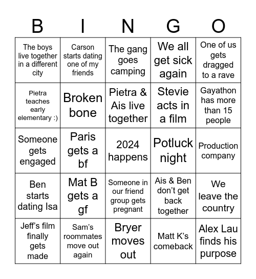 2024 Bingo Card