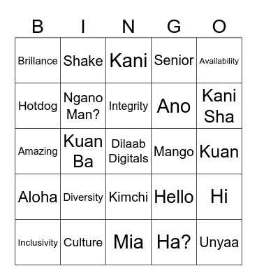 Dilaab Digitals Bingo Card