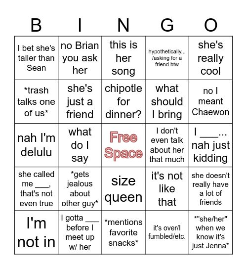 12/29/23 Bingo Card