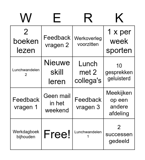 Werkbingo week 2-3 2024 Bingo Card