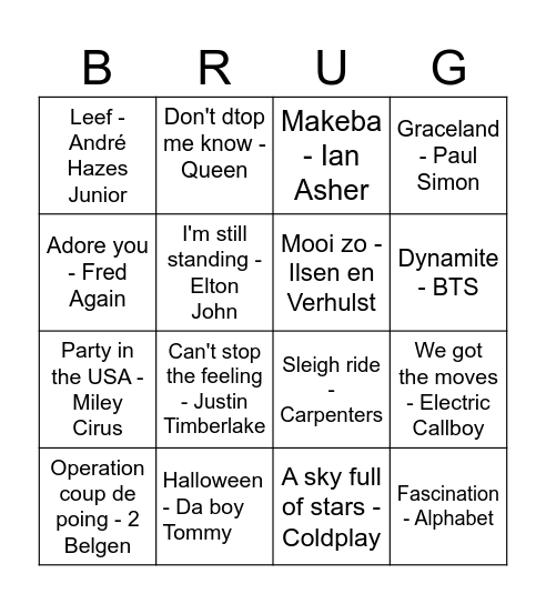 De Brug Bingo Card