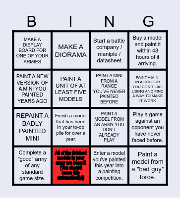 2023 Hobby Bingo Card