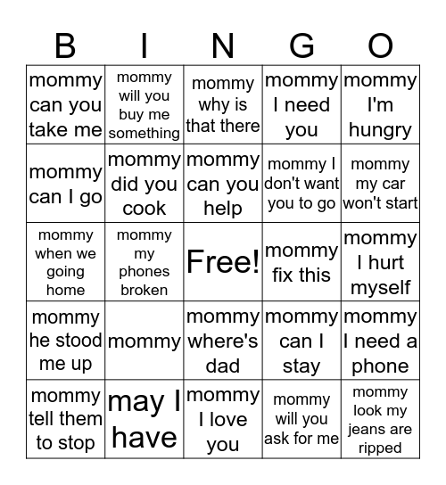 Patrice's 4/30/16 Bingo Card