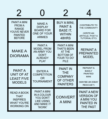 2024 Wargame Bingo Card