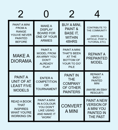 2024 Wargame Bingo Card