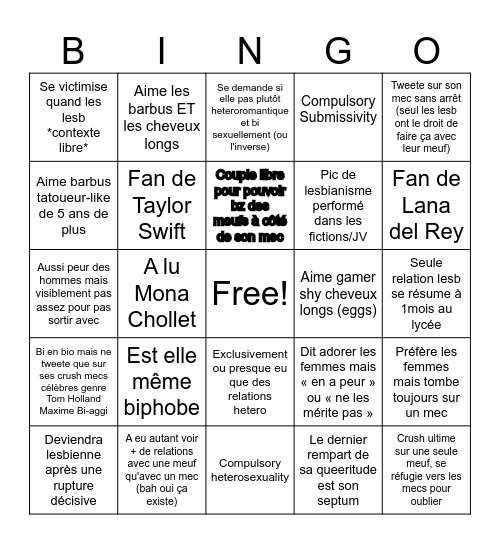 Bi woman bingo Card