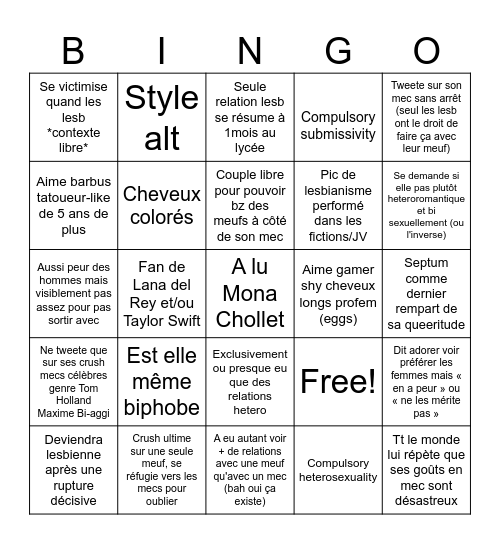 Bi woman bingo Card