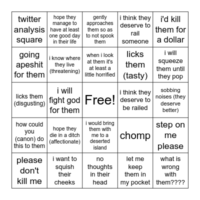 character awooga time Bingo Card