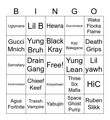 Pedal bingo Card