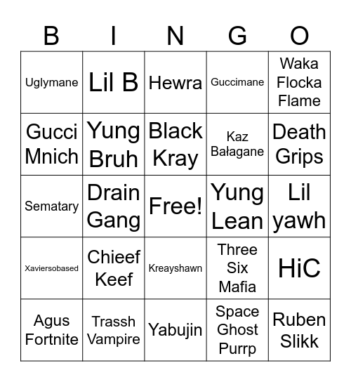 Pedal bingo Card