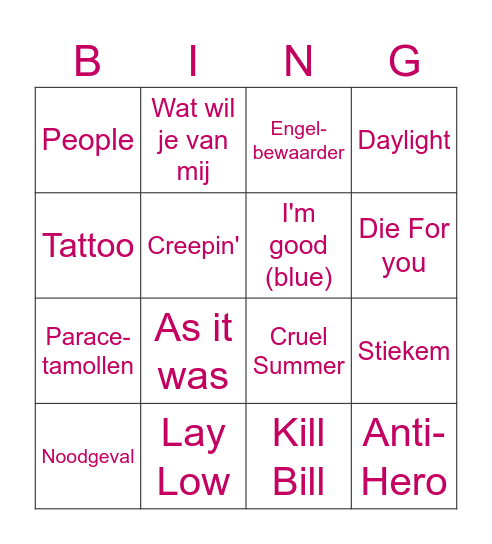 2023 hitsssssss Bingo Card