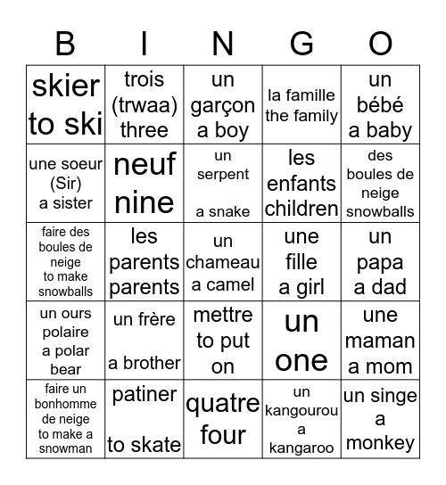 Révision page 1k Bingo Card