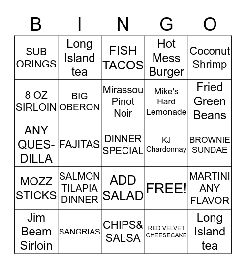 CHEERS BINGO CONTEST Bingo Card