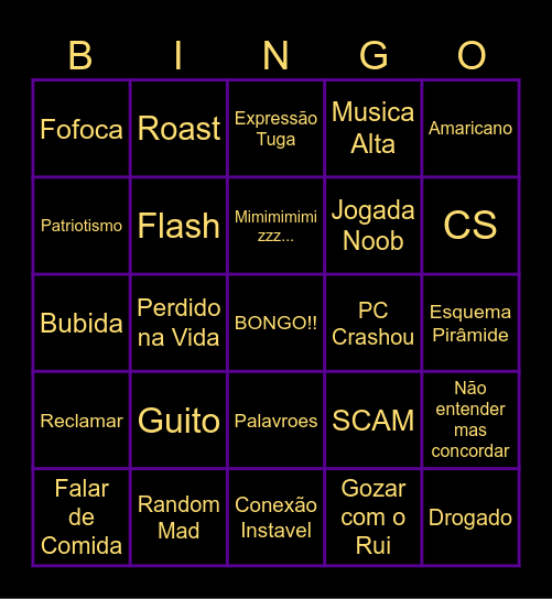 Server Bingo Card
