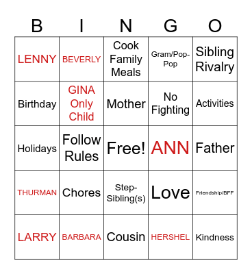 DAVIS FAMILY BRUNCH 2023 Bingo Card