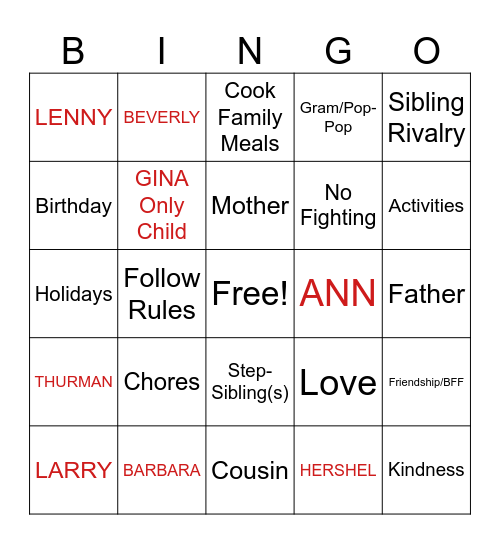 DAVIS FAMILY BRUNCH 2023 Bingo Card