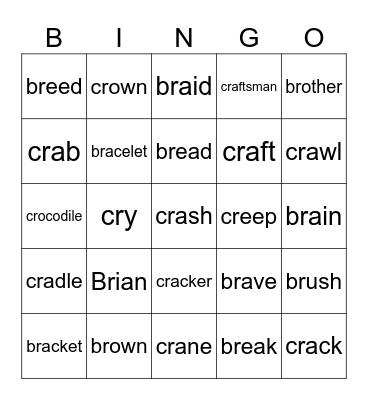 br and cr Bingo Card