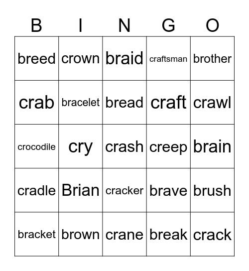 br and cr Bingo Card