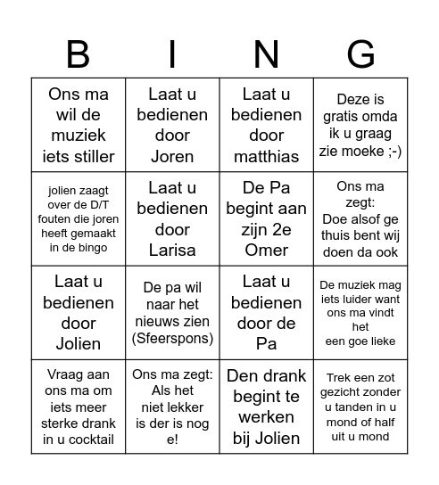 moeke Bingo Card