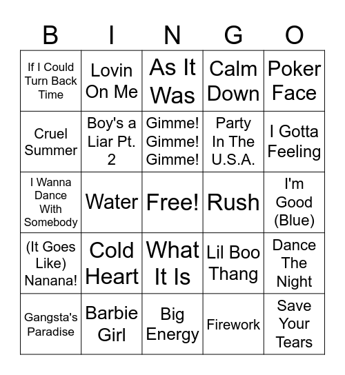 Nyttårsaften 2023 Musikk Bingo! Bingo Card