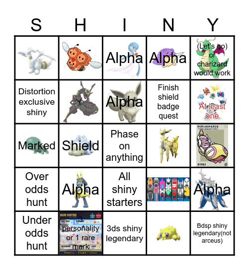 2024 Shiny bingo Card