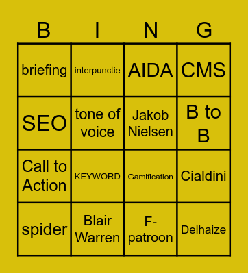 Bingo voor copywriters Bingo Card