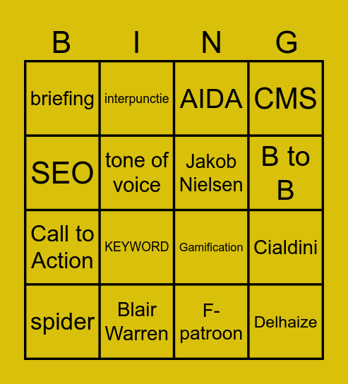 Bingo voor copywriters Bingo Card