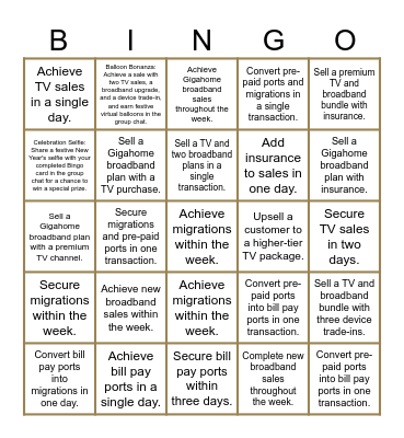 New Year's Bingo Bonanza: Sparkle in Sales Success Bingo Card