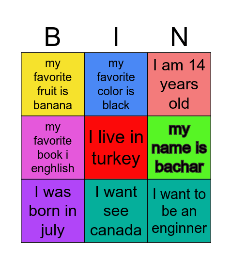 bachar Bingo Card