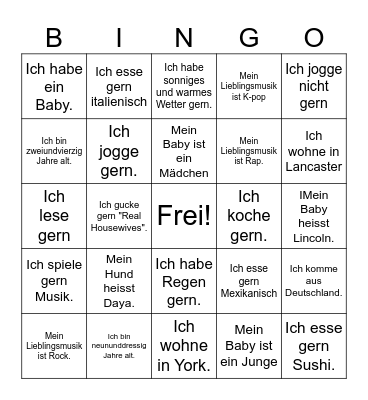 Get  to Know Frau Kapinos Bingo Card