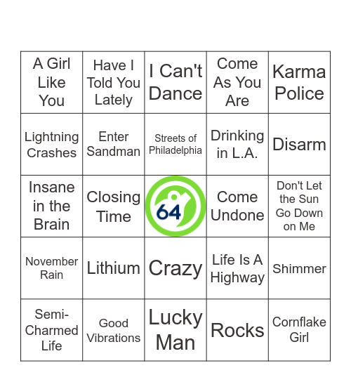 Hits from the 90s! Bingo Card