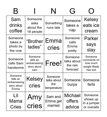 The Wedding Bingo Card