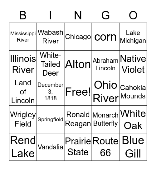 Illinois Bingo Card