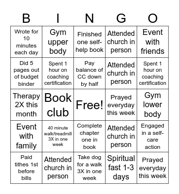 ACTIONABLE DREAMS: January 2024 Bingo Card