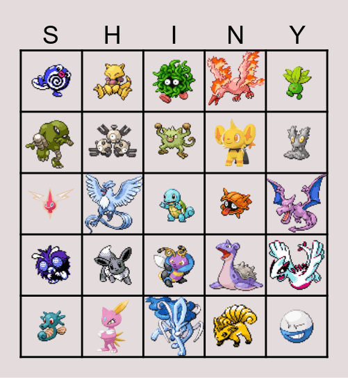 Shiny Bingo Card