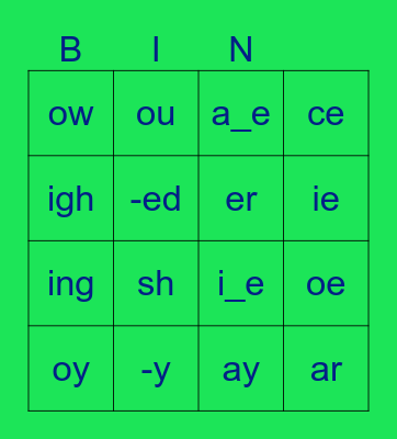 Phonics Bingo Card