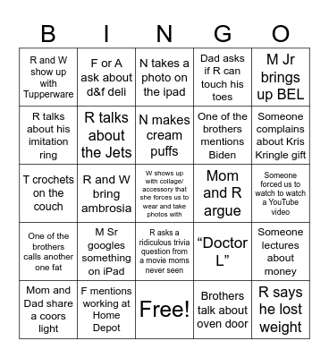 Ruocc n Roll Xmas Bingo Card