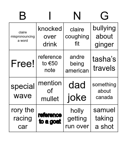 NEW YEARS BINGO Card