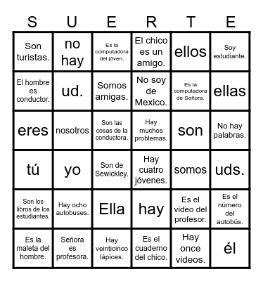 SUERTE Bingo Card