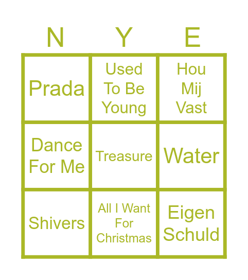 New Years Bingo Card