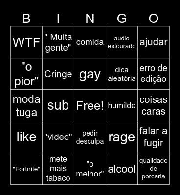 tuga Bingo Card