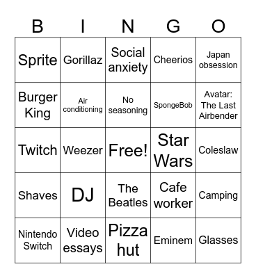 Cracker Bingo Card