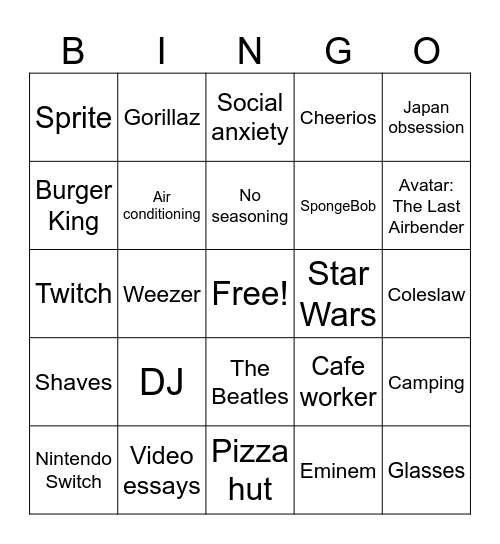 Cracker Bingo Card