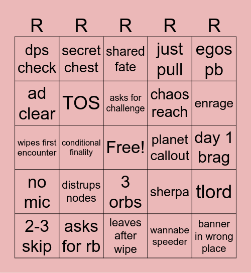 RON lfg bingo Card