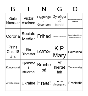 Dronningens Nytårstale 2023 Bingo Card